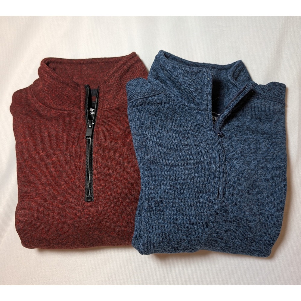 Urban Pipeline Boys Quarter Zip Pullover Sweater Bundle Red Blue Sizes M L 2pk